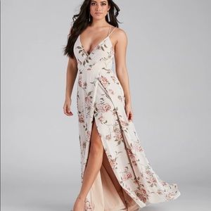 Floral chiffon wrap dress
